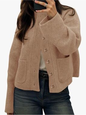 Women’s Cozy Button-Front Cardigan Sweater - Beige
